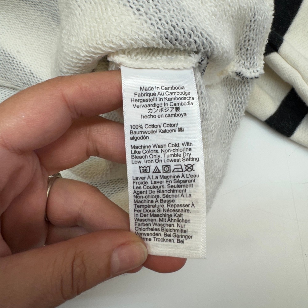 J.Crew Sweatshirt Womens Small White Black Terry Striped Nautical Coastal Preppy - Picture 7 of 10